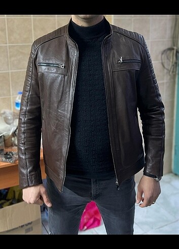 Hakiki deri ceket kahverengi gercek deri mont S.M.L.XL.XXL 3XL 4