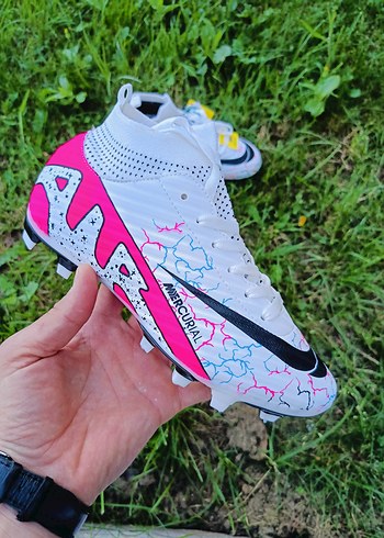 39 Beden orijinal Mercurial Renkli beyaz pembe Erkek Futbol Ayakkabısı
