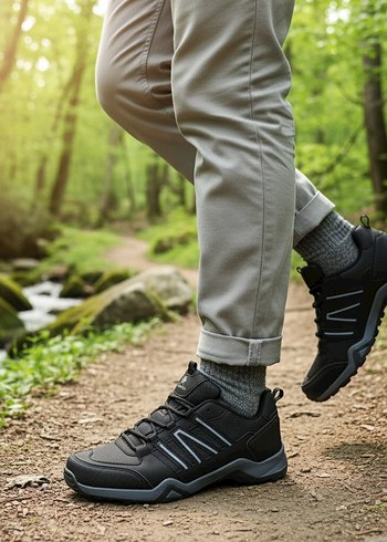 Siyah Gri Desenli Bağcıklı Erkek Outdoor Ayakkabı - Görsel 4