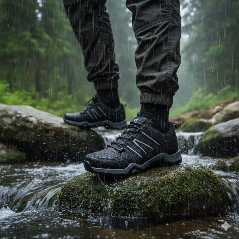 Siyah Gri Desenli Bağcıklı Erkek Outdoor Ayakkabı - Görsel 2