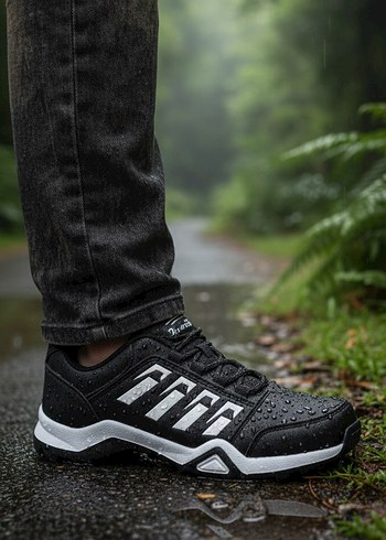 siyah beyaz Desenli Bağcıklı Erkek Spor Ayakkabı - Görsel 2