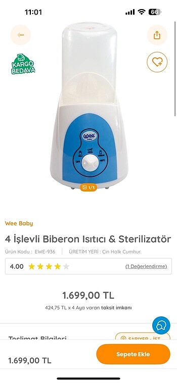 Diğer Wee biberon ısıtıcı ve sterilizatör