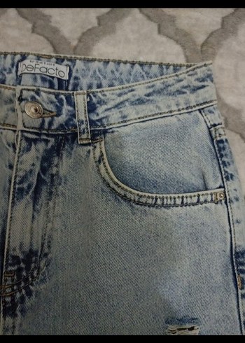 Defacto Gri Bağcıklı Salaş Midi Denim Kadın Pantolon