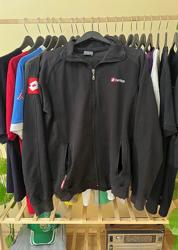 Lotto Siyah Fermuarli Spor Sweatshirt Lotto Vintage Ceket