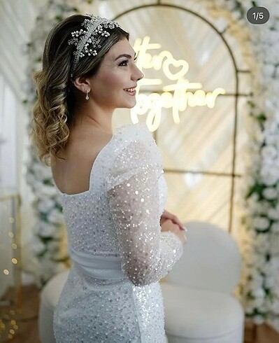40 Beden beyaz Renk Nişan elbisesi