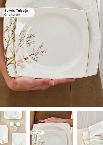 Beyaz Desenli Yemek Takımı Seti - Görsel 4