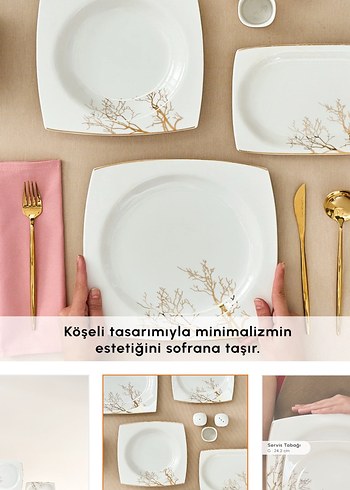 Beyaz Desenli Yemek Takımı Seti - Görsel 3