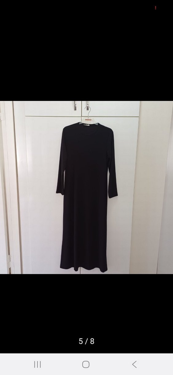 Uzun Kollu Siyah Drapeli Abiye Elbise - Görsel 5