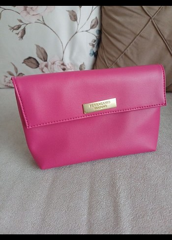 Pembe Deri Fermuarlı Kadın Makyaj Çantası - Görsel 2