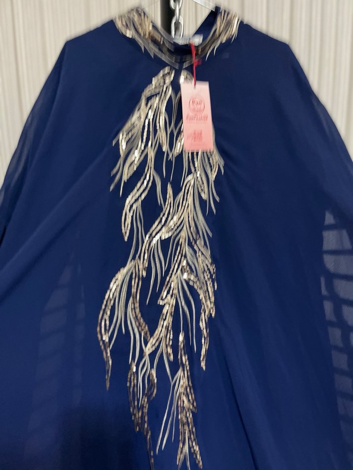 Nakışlı Lacivert Bohem Uzun Elbise - Görsel 2