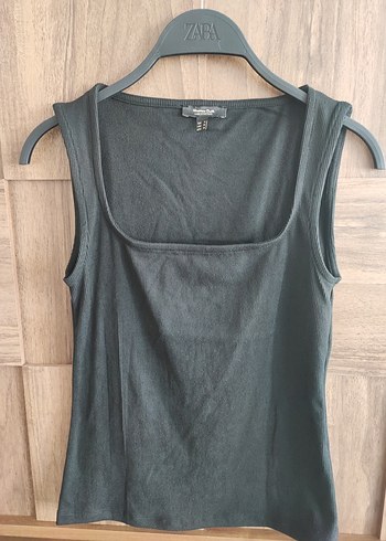 Massimo Dutti Siyah Kadın Kolsuz Keten Atlet