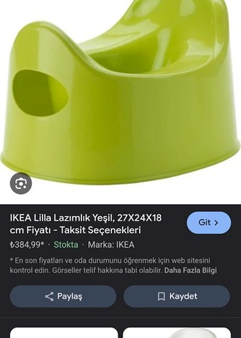IKEA Yeşil Bebek Lazımlık 27x24x18 cm