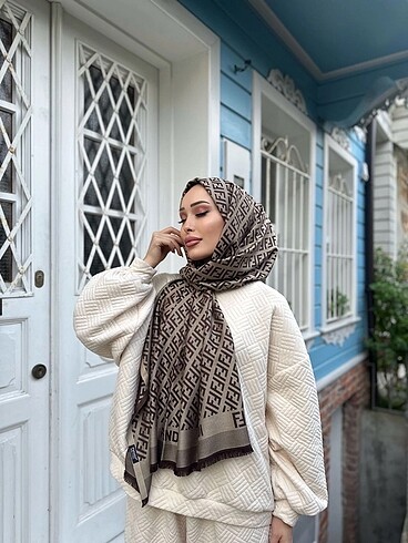 Fendi F Desen Kaşmir Şal Kahve