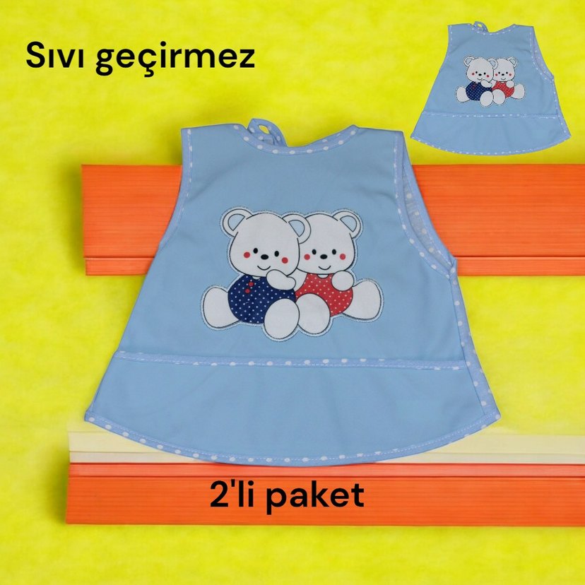 Nakışlı Pembe Bebek Önlüğü 2'li Paket - Görsel 2