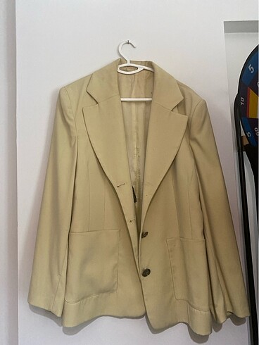 oversize vintage sarı ceket