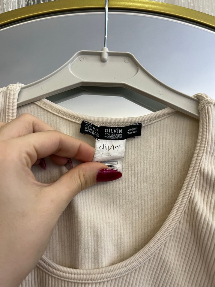 Düğmeli Bej Kolsuz Triko Elbise - Görsel 2