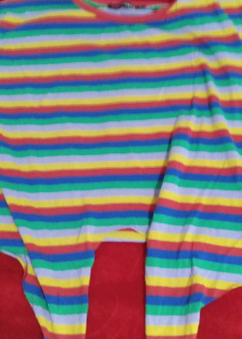 Renkli Bağlamalı Desenli  Tişört - Görsel 2