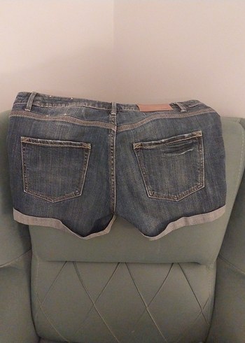 Kadın Gri Kot Şort Mini Kesim - Görsel 2