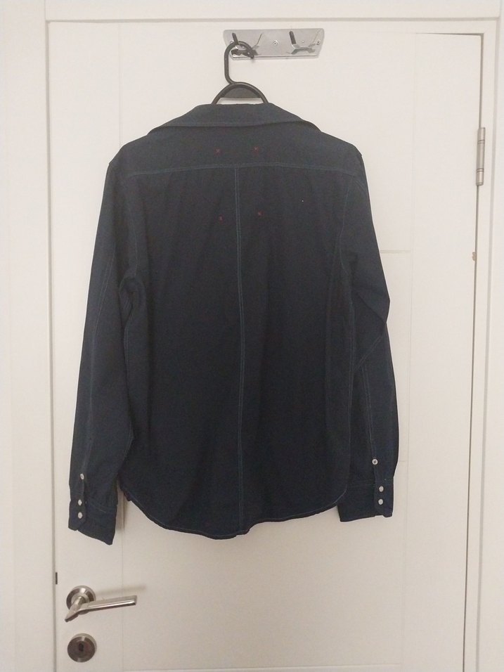 Erkek Lacivert Denim Gömlek Uzun Kollu - Görsel 3