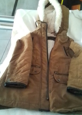 Kız Çocuk Kahverengi Süet Kürklü Kaban - Görsel 3