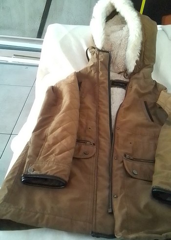 Kız Çocuk Kahverengi Süet Kürklü Kaban - Görsel 2