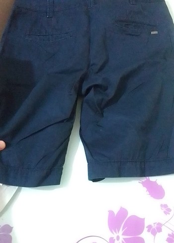 36 Beden mavi Renk Kadın Mavi Midi Kemerli Şort
