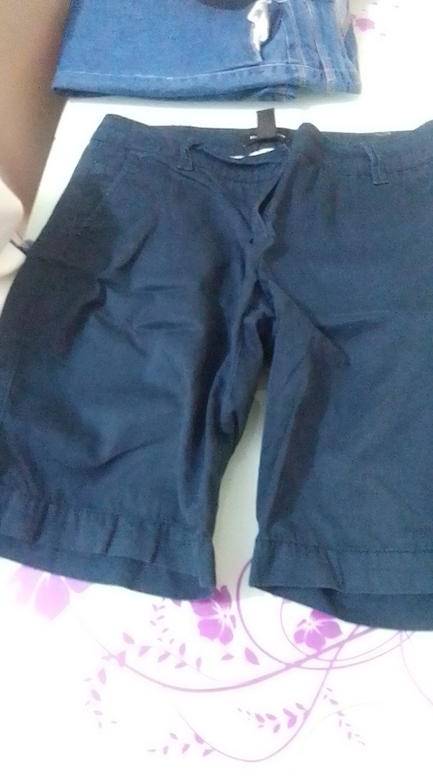 Kadın Mavi Midi Kemerli Şort - Görsel 2