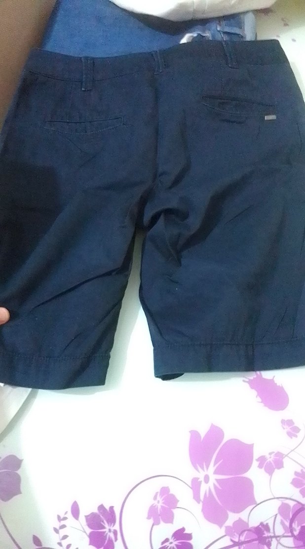 Kadın Mavi Midi Kemerli Şort - Görsel 4