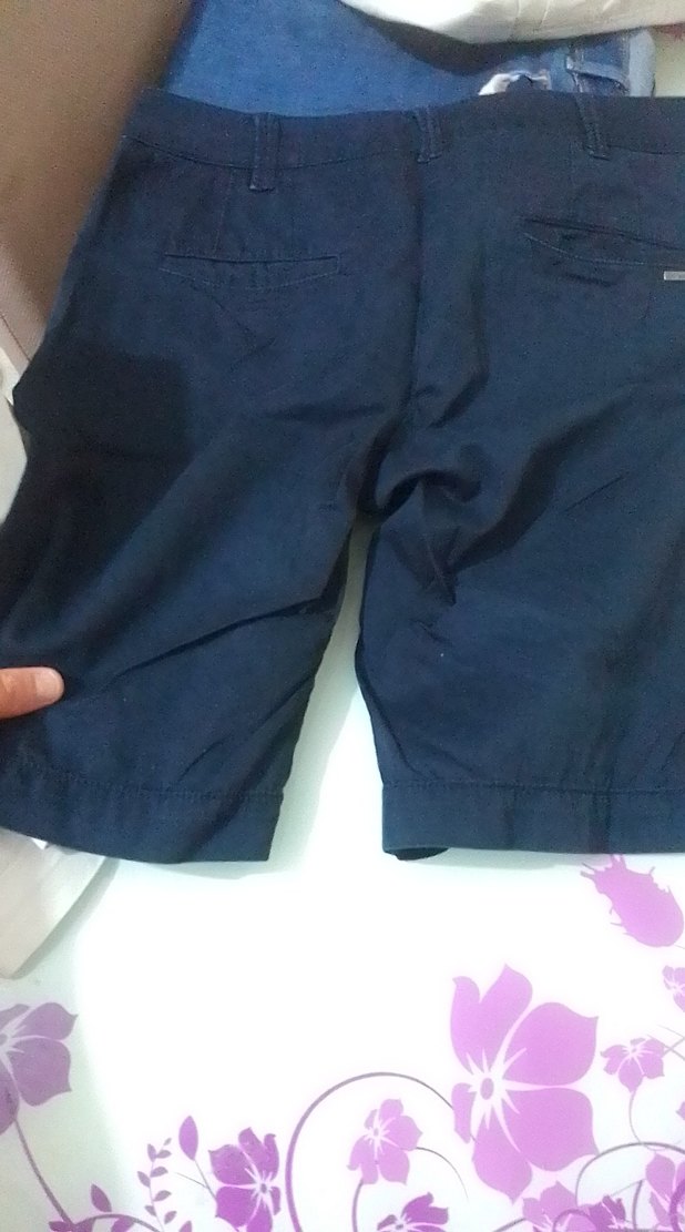 Kadın Mavi Midi Kemerli Şort - Görsel 3