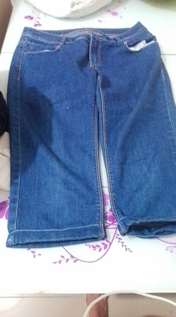 Kadın Mavi Kemerli Mini Denim Şort - Görsel 2