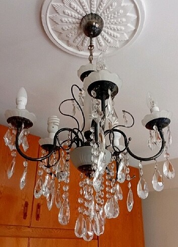 Kristal taşlı 5 lambalı avize