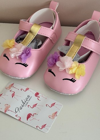 Pembe Çiçekli Bebek İlk Adım Ayakkabısı - Görsel 2