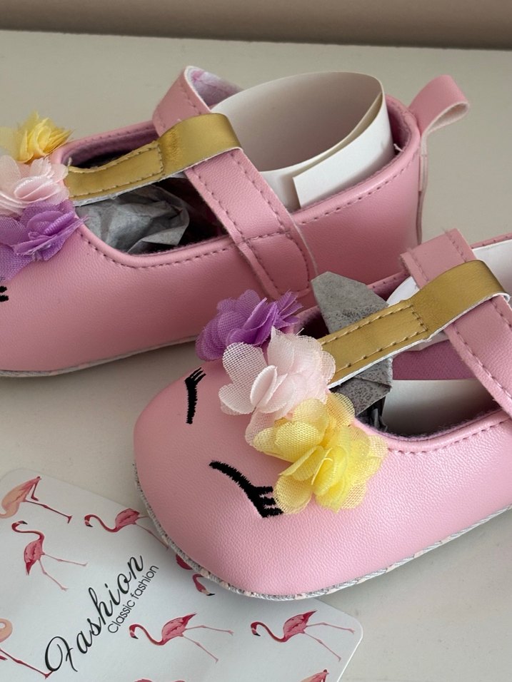 Pembe Çiçekli Bebek İlk Adım Ayakkabısı - Görsel 4