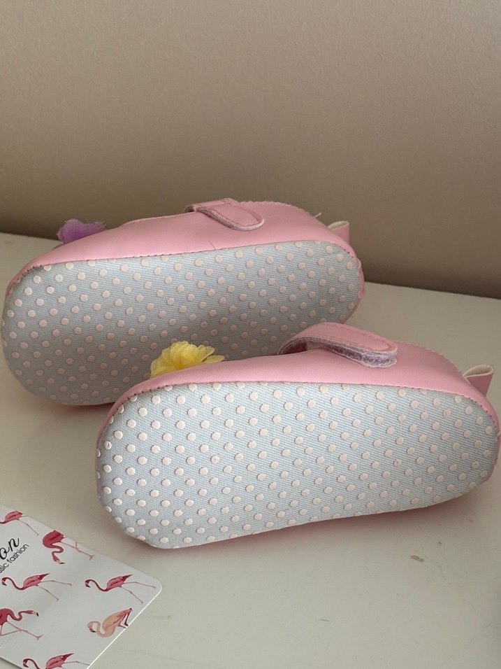 Pembe Çiçekli Bebek İlk Adım Ayakkabısı - Görsel 3