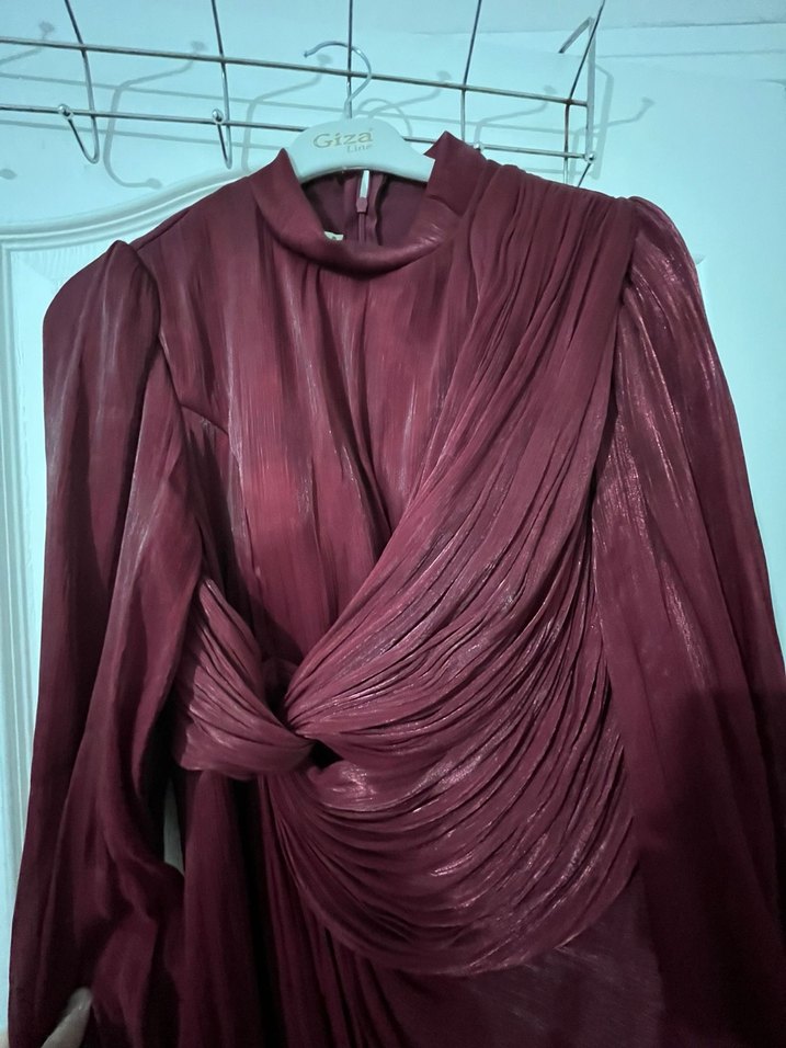 Tesettür bordo abiye - Görsel 3