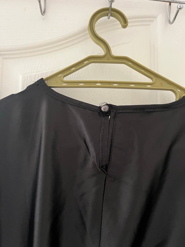 Siyah Parlak Uzun Kadın Abiye Elbise - Görsel 5