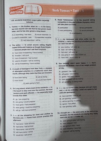 YDS-YÖKDİL-YKSDİL Grammar Overdose Soru Bankası - Görsel 7