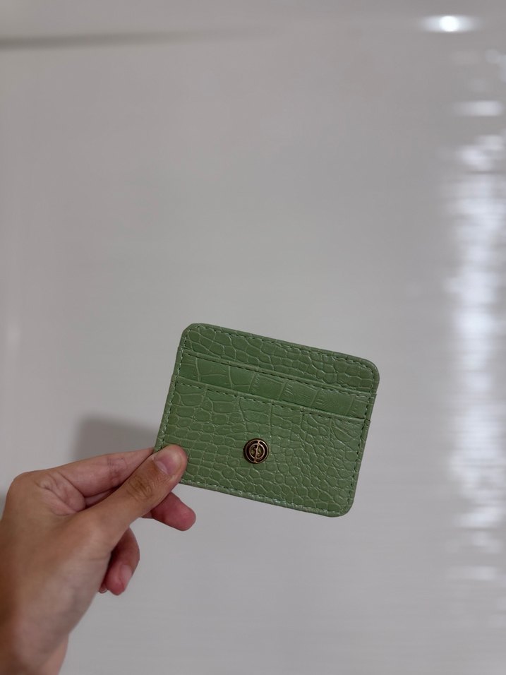 Yeşil Parlak Deri Kadın Cüzdanı Kartlık - Görsel 3