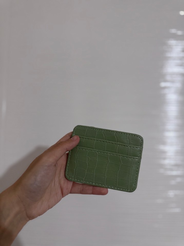Yeşil Parlak Deri Kadın Cüzdanı Kartlık - Görsel 2