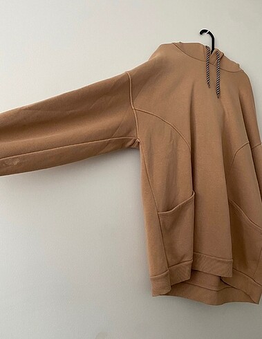 Colins kahverengi oversize sweatshirt - Görsel 3