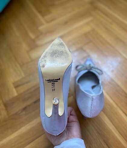 Gri şık topuklu ayakkabı - Görsel 4