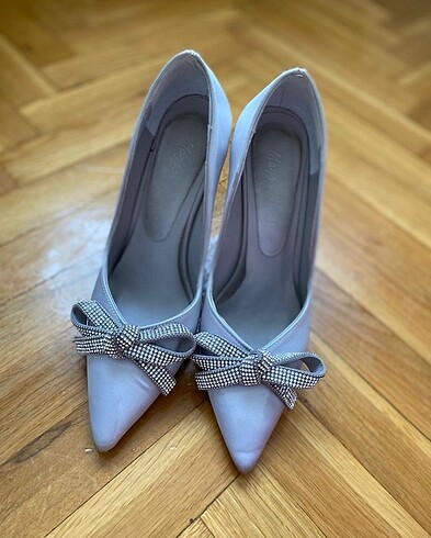 Gri şık topuklu ayakkabı - Görsel 5