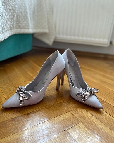 Gri şık topuklu ayakkabı - Görsel 6