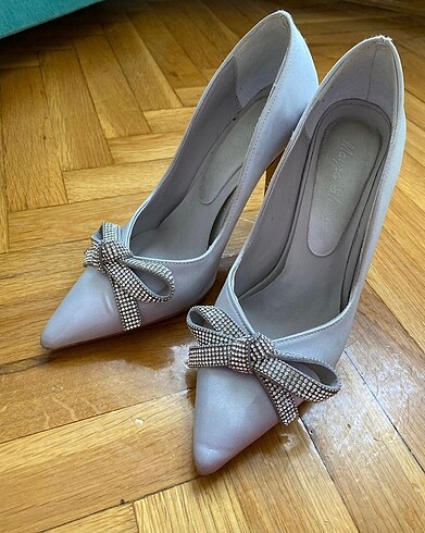 Gri şık topuklu ayakkabı - Görsel 8