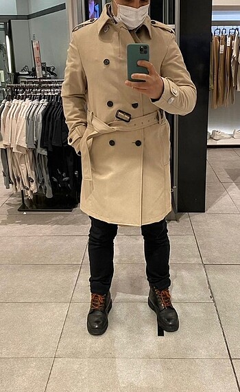 Erkek Zara Trenchkot - Görsel 8