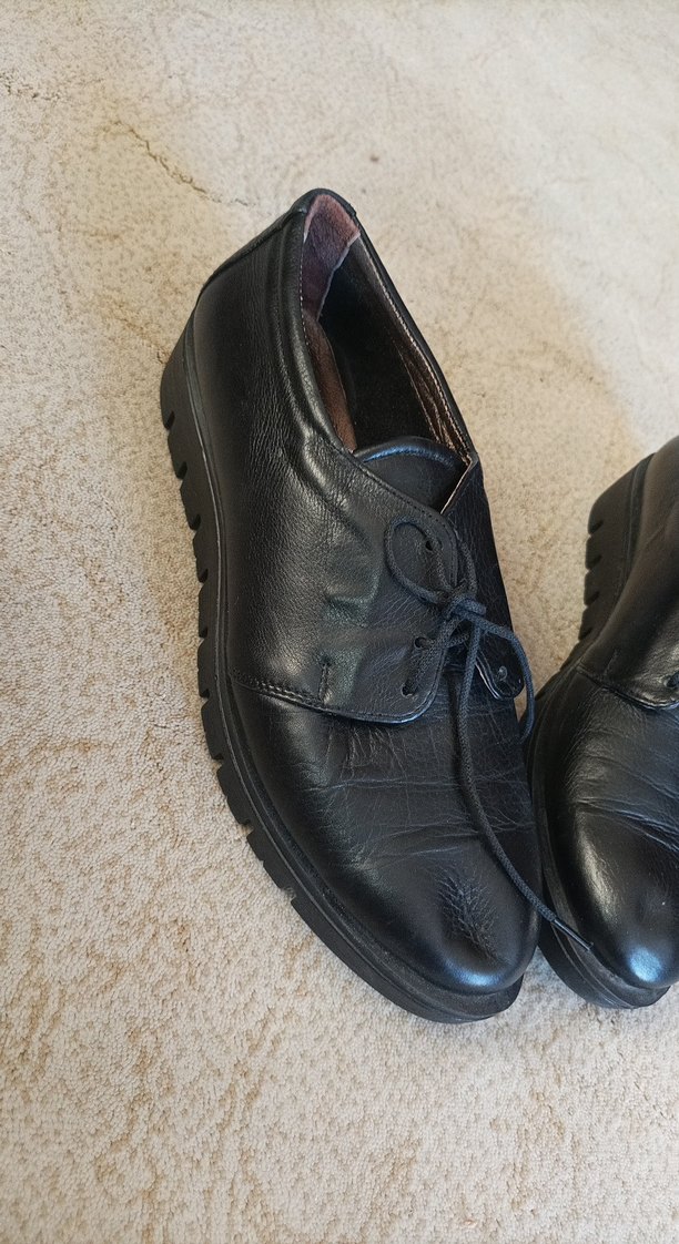 Alman Kadın Siyah Deri Ayakkabı - Görsel 2