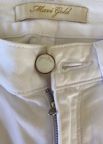 Beyaz Midi Kadın Kot Pantolon - Görsel 3