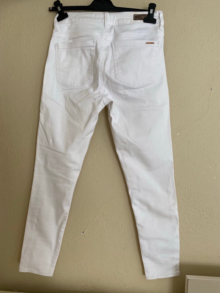 Beyaz Midi Kadın Kot Pantolon - Görsel 2