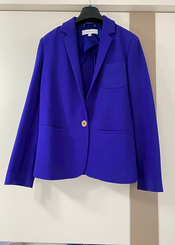 Düğmeli Mavi Kadın Blazer Ceket