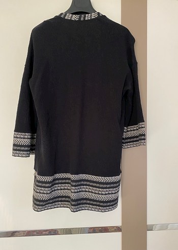 Bohem Tarz Siyah Uzun Örgü Hırka - Görsel 2